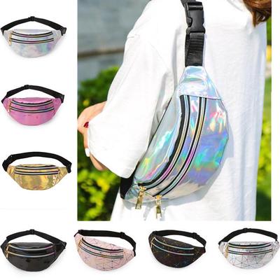 Brusttaschen aus PU-Leder mit geometrischem Muster für Mädchen und Jungen, Laser-wasserdichte Sport-Hüfttasche, Umhängetaschen