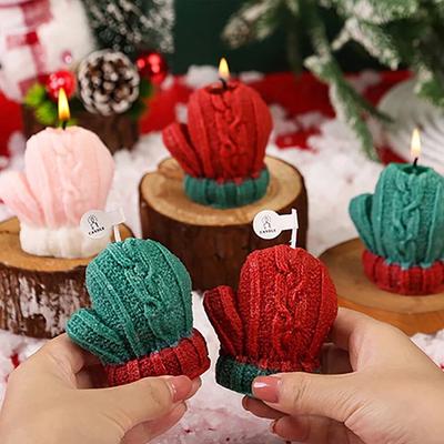 1/3PC Christmas Gloves Shaped Candles 3D Scented Candle Aromatherapy Soy Wax for Weddings Birthdays Home Festive Ambiance Decor