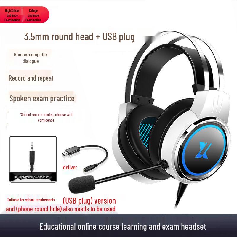 USB Over-Ear Headphones with Microphone for English Listening & Speaking Exams – Ideal for Middle & High School Online Classes