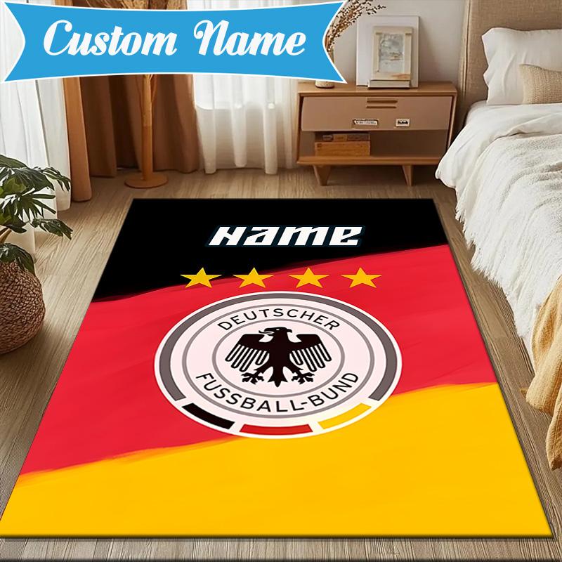 Custom Name Germany Flag Rug Game Carpet, Floor Mat for Bedroom Living Room Entryway Rug, Home Decor Idea Gift for Christmas birthday