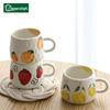 Japanese Style Fruit Patterned Ceramic Mug Coffee Milk Tea Water Cup Cute Children Breakfast Cup Household Drinkware