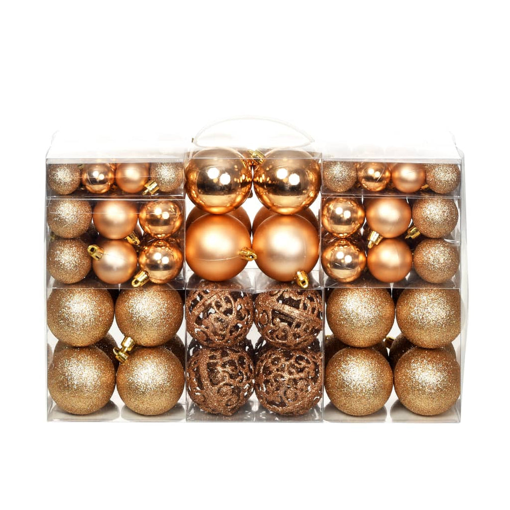 Ensemble de boules de Noël 100 pcs 3/4/6 cm Rose/Doré