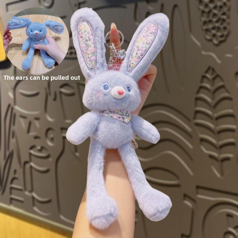 

Выдвижные плюшевые игрушки-кролики, милые маленькие куклы-кролики, мультяшные куклы-брелоки, подарки на день рождения фиолетовый
