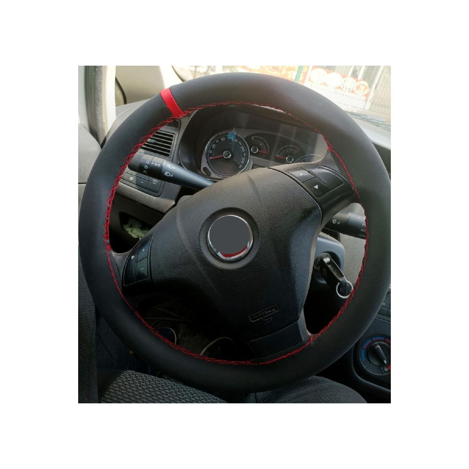 

Fiat Fiorino Compatible Strut Steering Wheel Cover Alcantara With Red Ring (nubuk)