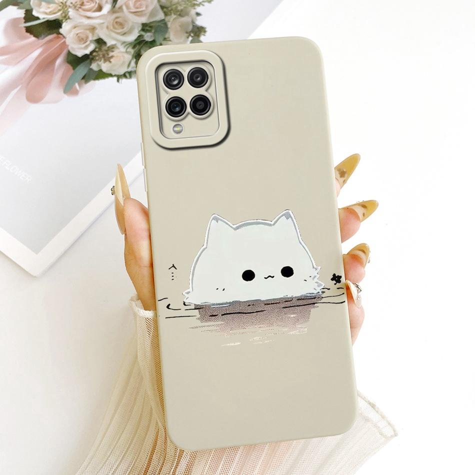 For Samsung Galaxy A12 M12 SM-A125F A127F Cute Cat Flower Butterfly Cartoon Phone Case Shockproof Soft Silicone Cases