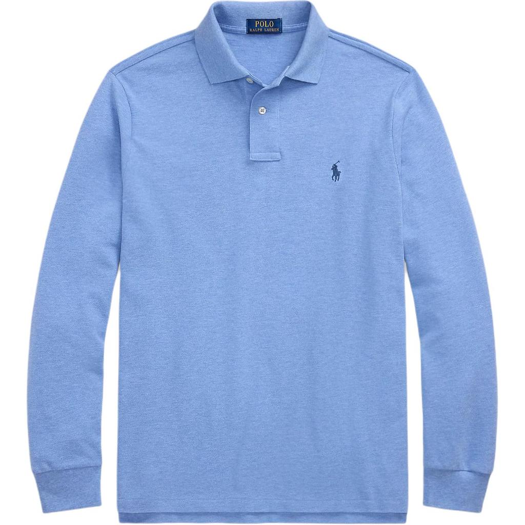 Polo Ralph Lauren Custom Slim Fit Mesh Long Sleeve Polo Shirt Men tops Royal-Blue 710680790-143