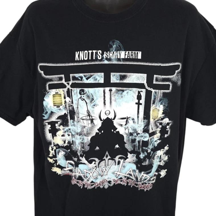 

Knotts Scary Farm T Shirt Mens Size XL Black Shadow Lands Demon Samurai M