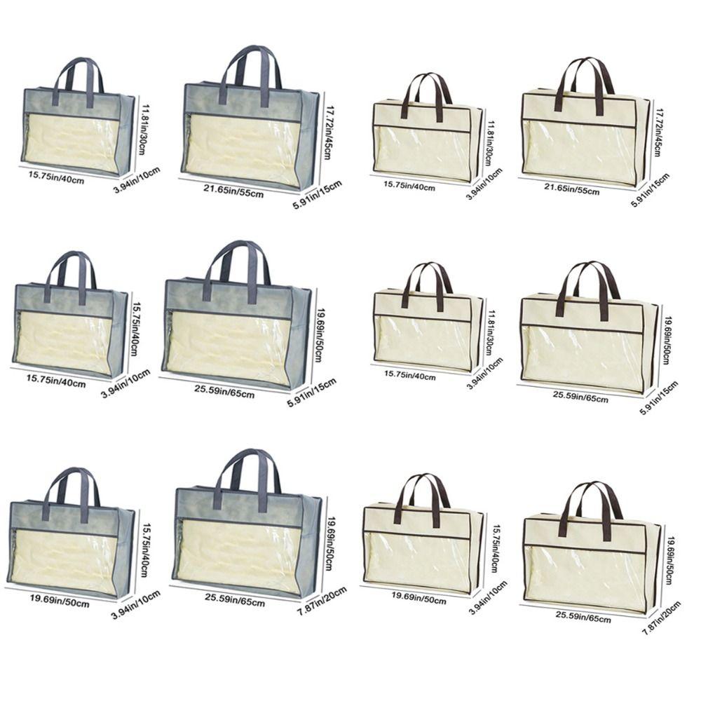 Non-Woven Fabric Clear Clothes Storage Bag Dustproof Blanket Bedding Handbag  Wardrobe