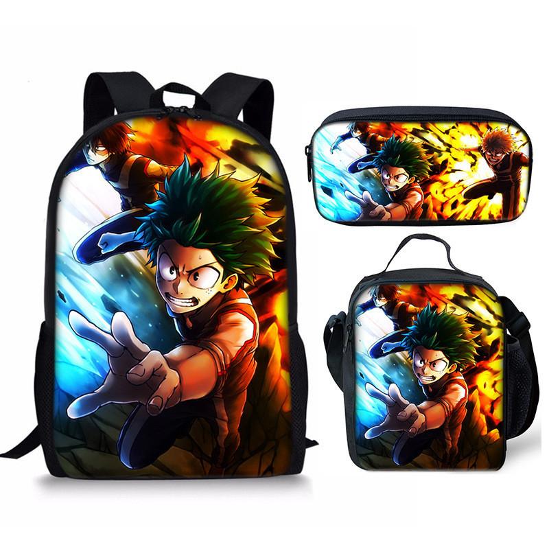 My Hero Academia Schülerrucksack mit Polyesterfutter und Anime-Cartoon-Design für Teenager