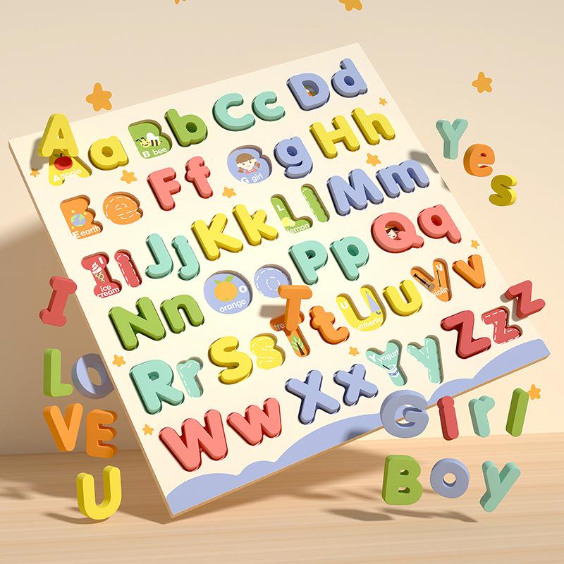 

Wooden 3D Alphabet Puzzle for Early Learning: Uppercase & Lowercase Letters for Kids