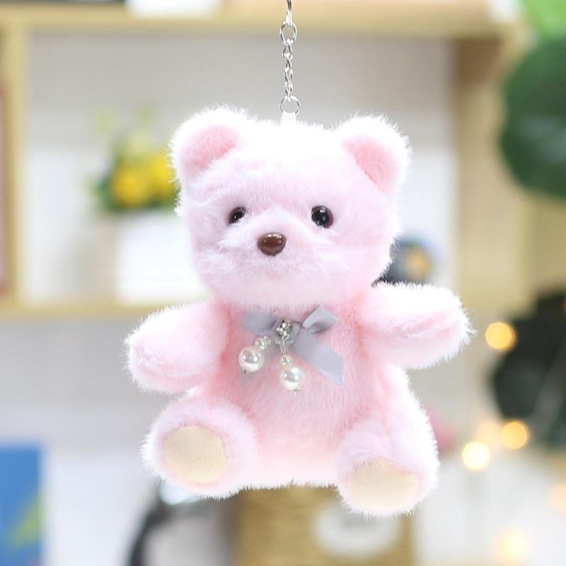 Flower Bear Pendant Cute Ribbon Bear Plush Toy Doll Bag Hanging Doll Keychain Doll