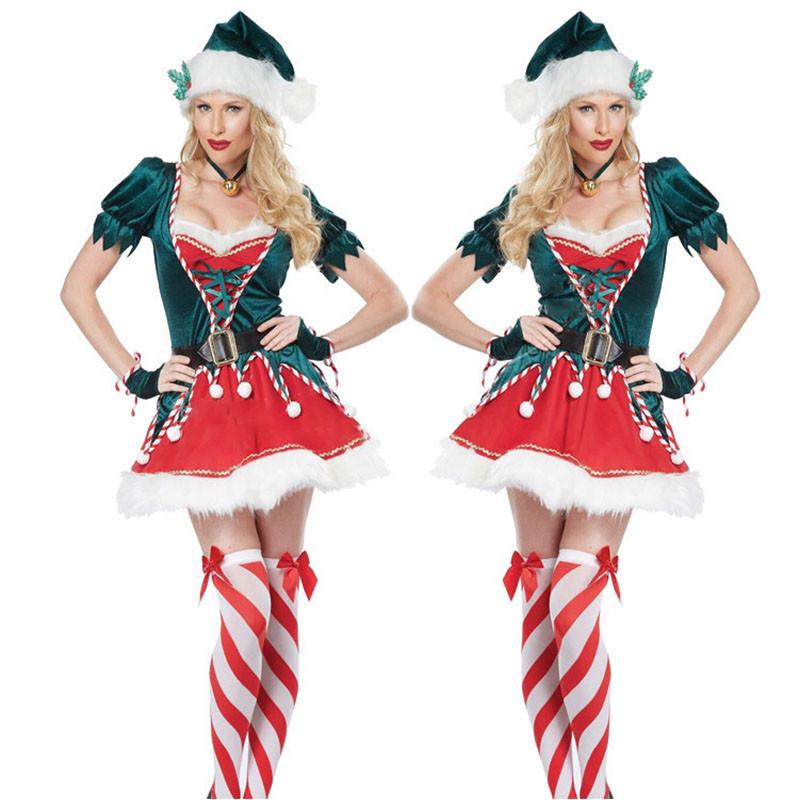 Adorable Green Christmas Party Stage Skirt Costumes For Festive Cosplay Fun