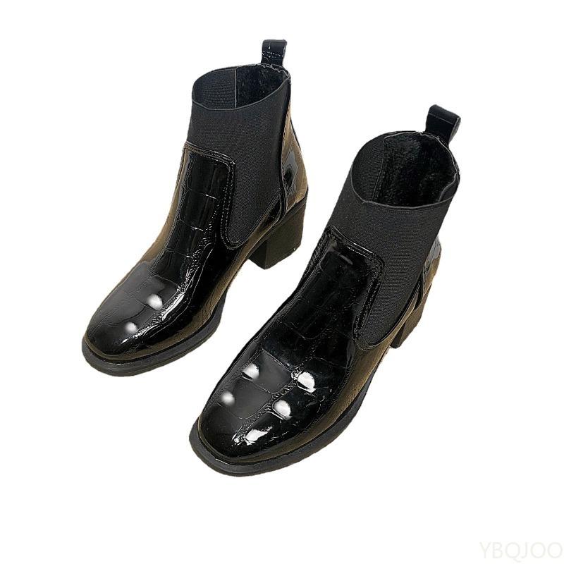 Fashion Autumn Winter New Collection Women Round Toe Low Heel Boots Black Simple comfortable versatile Ankle Boots Non-slip Shoes