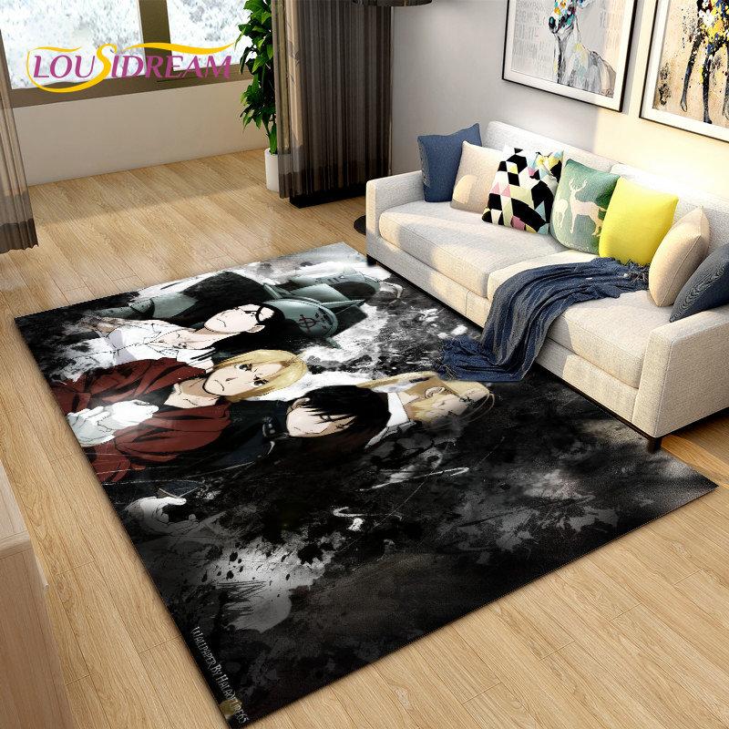 Fullmetal Alchemist Anime Cartoon Area Rug Large,Carpet Rug for Living Room Bedroom Sofa Doormat Decoration, Non-slip Floor Mat