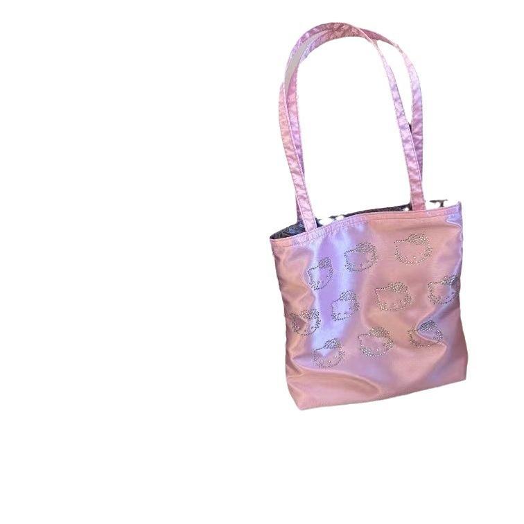 Kid Girl Satin Tote Bag With Embellished Letters For Daily Use