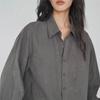Smoke Gray Temperament Shirt, New Women's Light Luxury High-end Spring Simple Lazy Style Loose Inner Shirt