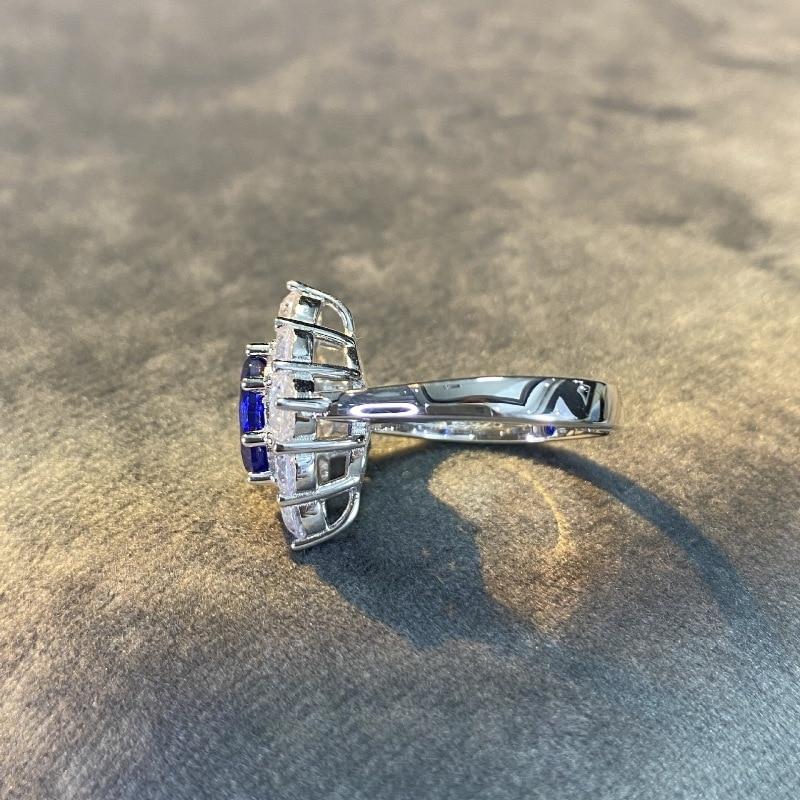 Fine Wedding Ladies Ring Romantic Sparkling Blue Diamond 925 Sterling Silver Engagement Rings For Women Jewelry Gift