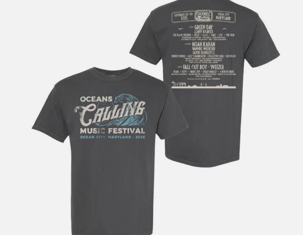 

Oceans Calling Music Festival Ocean City Maryland Sep 26-28 2025 Charcoal T-Shir L