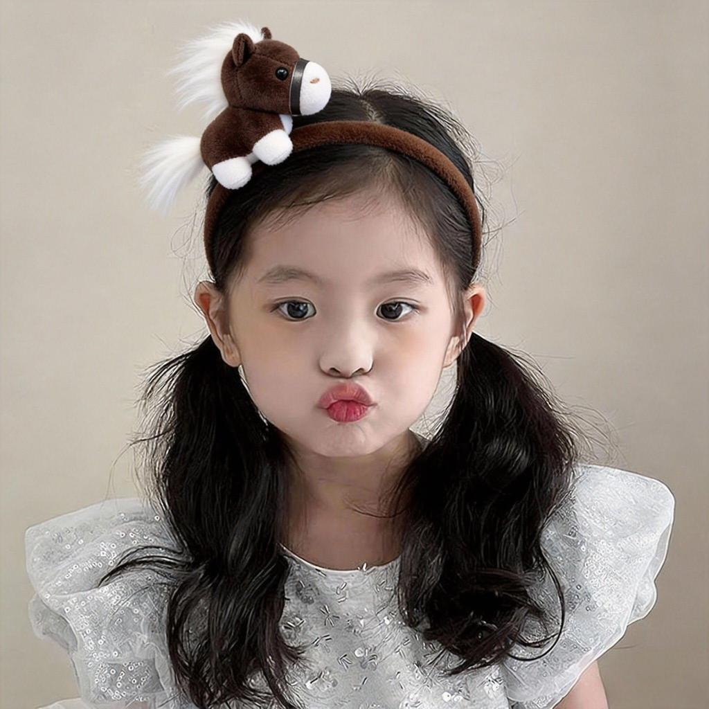 ZHEJIA Horse Horse Animal Hair 2026 Year of the Horse Plush Cute and New Cultural School Photo Unisex Headband, 2-Piece Set, Headband, Headband,