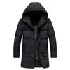 Men's Autumn Winter Zipper Warm Down Jacket Hooded Plush Solid Color  Cotton Coat