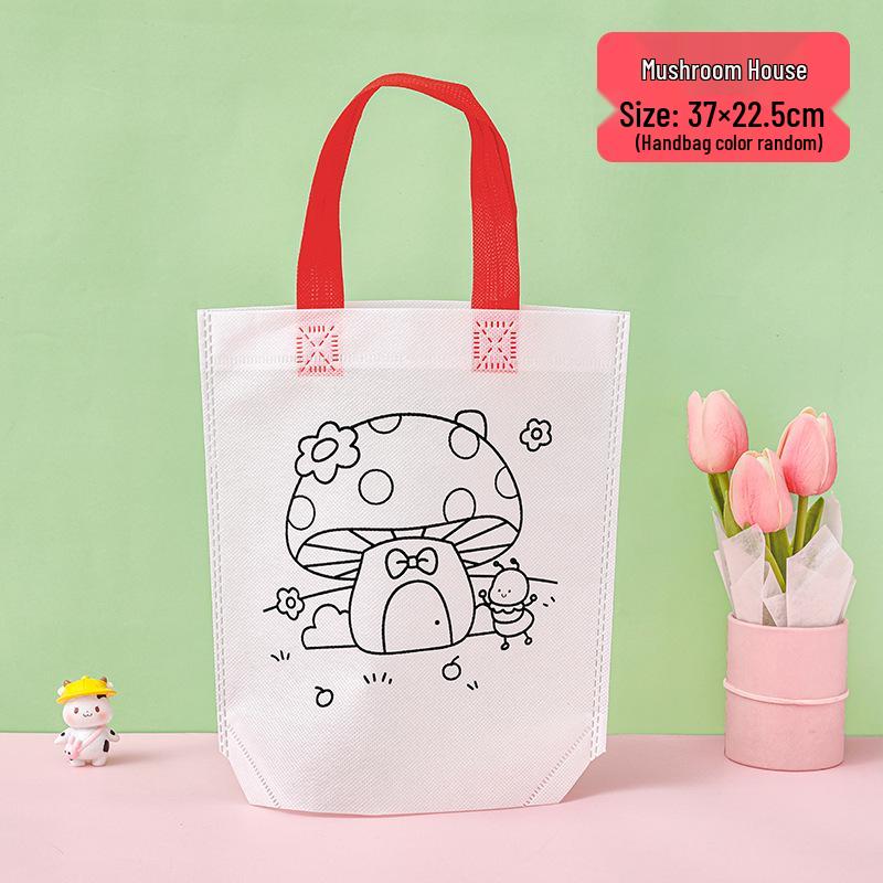 

Дитяча сумка-графіті, зроблена своїми руками: Неткана сумка для малювання з мультяшним малюнком для подарунків у дитячий садок