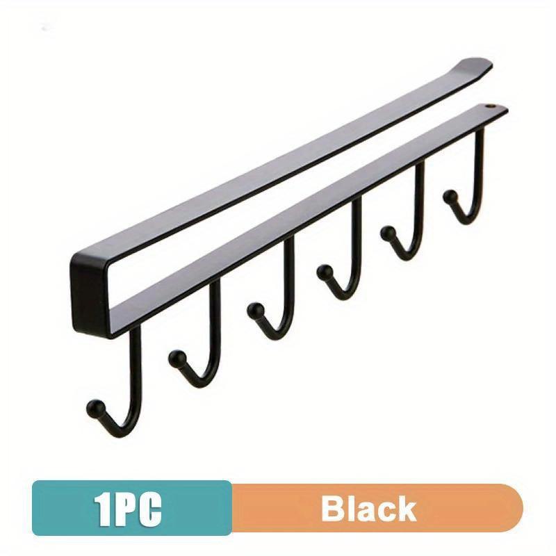 

1pc Kitchen Shelf Storage Clothes Hanging Organizer Cup Holder Glass Mug Holder 6 Hooks Storage Rack 2030 чёрный