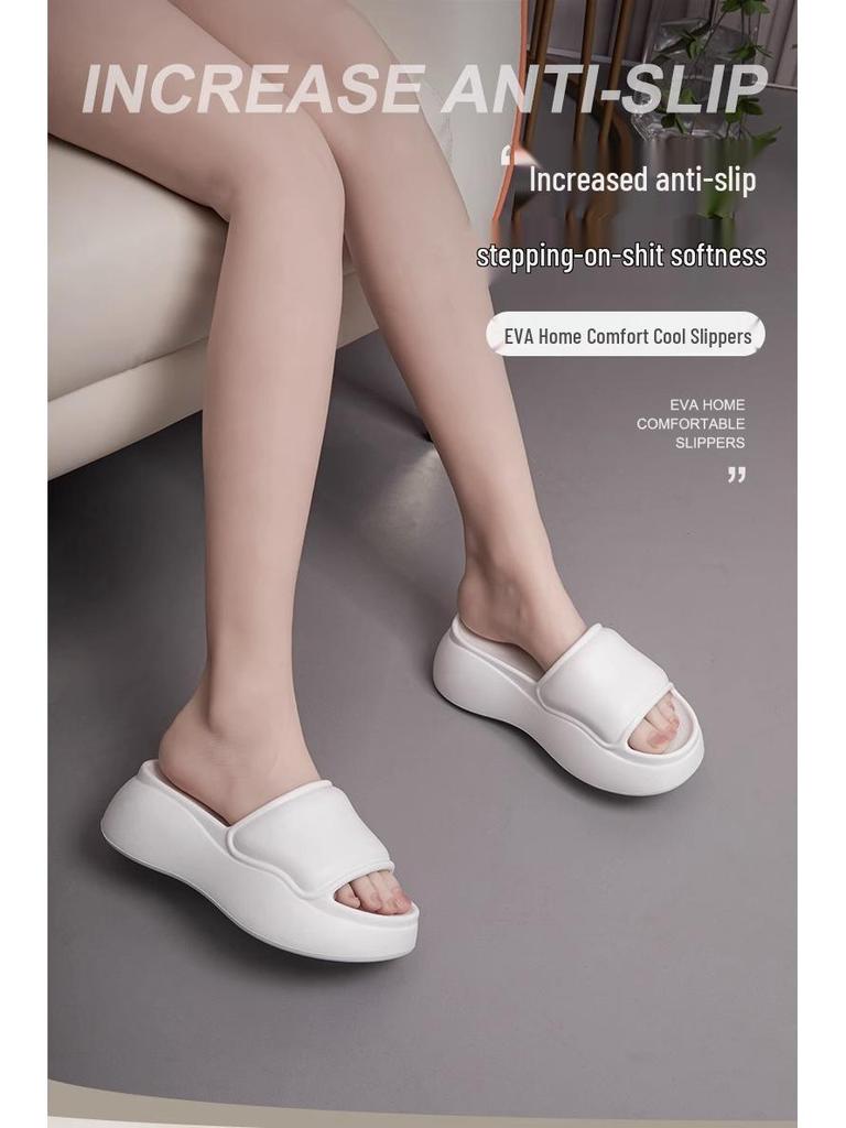 Women's Non-Slip Height-Boosting Beach Slippers - 7cm Thick Sole, Fashionable Outdoor EVA Footwear