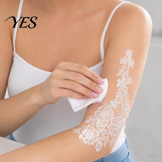 Gentle-On Skin Tattoo White Lace Sticker for Women, Temporary Face Body Fake Decal Arm, Waterproof Wedding Party Festival