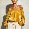 Women's Off-Shoulder Sleeve Blouse Color Casual Top for Daily Wear