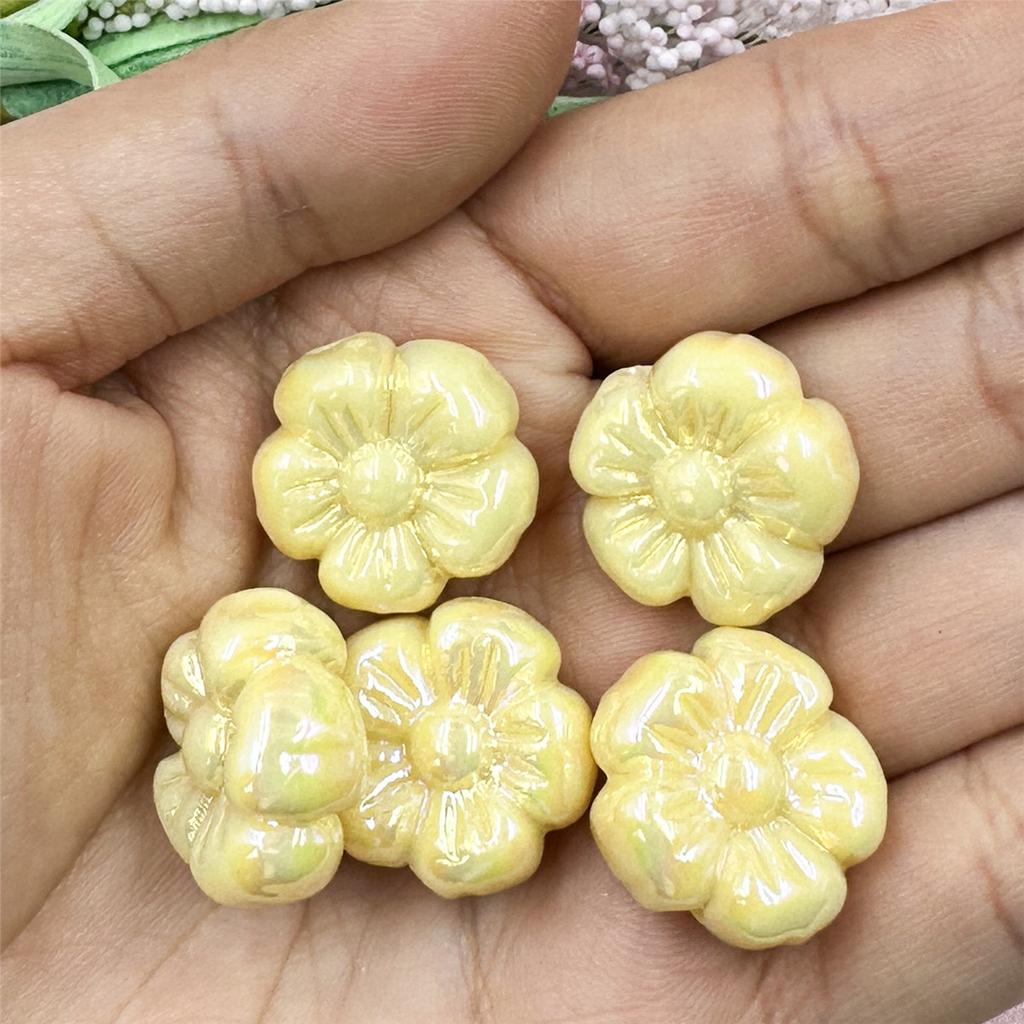 5pcs Acrylic 19.5mm DIY Jewelry Accessories UV Color Plating For Bracelet Earring Making Jewelry Plum Blossom Beaded Materials Loose Beads