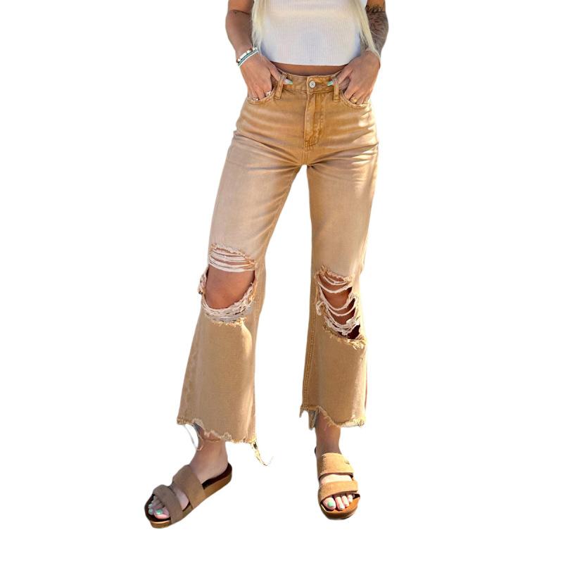 Europa und die Vereinigten Staaten Frauen gebrochen Jeans Frauen gerade lose Jeans