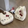 Winter Soft Embroidered Lamb Fur Small Handbag Cute Kitty Handbag Sundries Storage Bag Commuter Bag