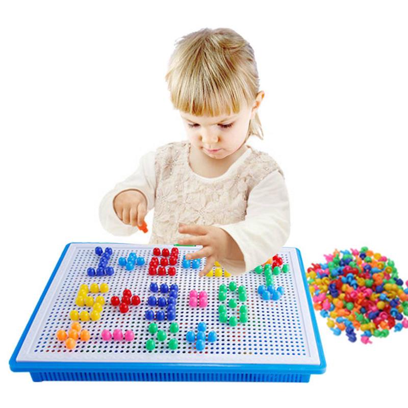 296 Pieces/Set Box-packed Grain Mushroom Nail Beads Intelligent 3D Puzzle Games Children Toys