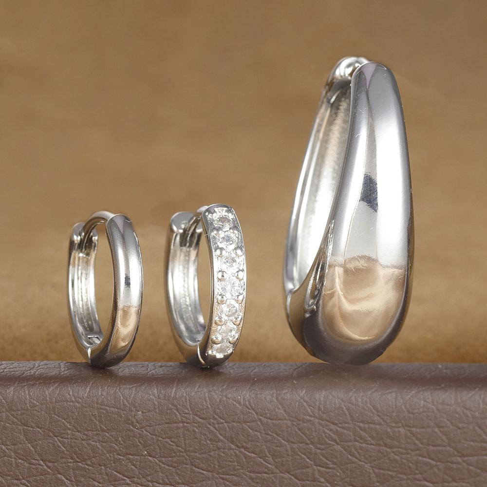 3pcs Trendy Stainless Steel Minimalist Hoop Earrings Set for Women Crystal Zirconia Huggie Circle Punk Earrings Piercing Jewelry