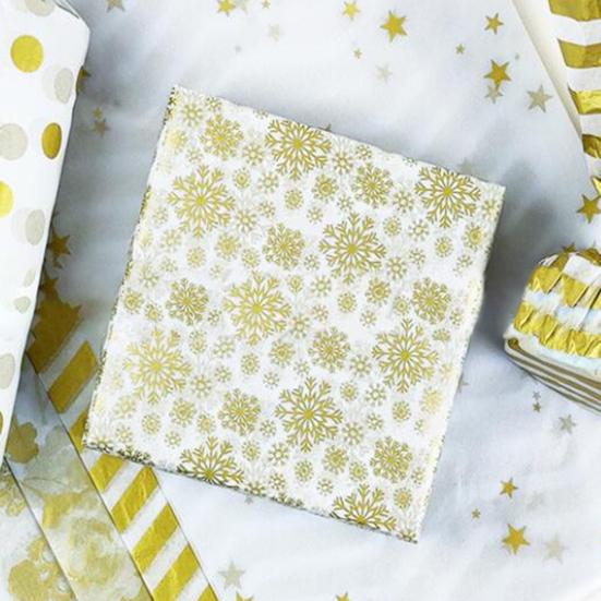 10Pcs/Set Wrapping Tissues Cartoon Pattern Recycled Paper Merry Christmas Snowflake Printed Packaging Paper for Gift