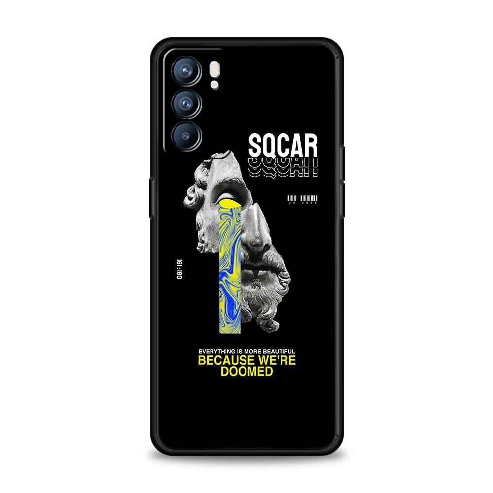 Cartoon Statue Abstract Art Phone Case For Oppo Reno 13 12 11 10 7 F Find X5 X6 A98 A80 A79 A78 A57 A54 A31 A17 Pro 5G Soft TPU