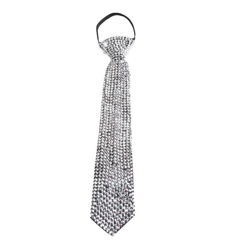 Geometric Crystal Tie With Metal Finish For Adults Casual Fashion Accessory