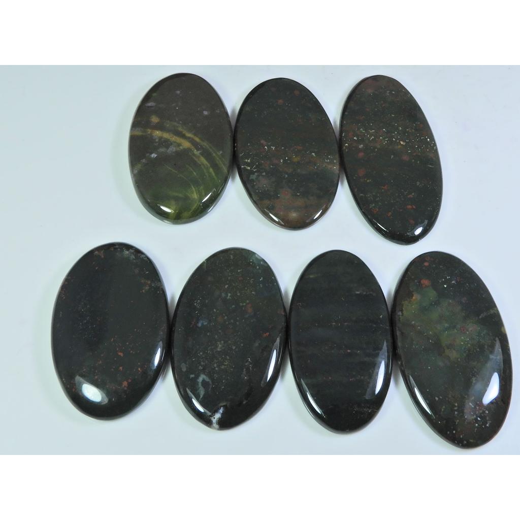07Pcs Natural Blood Red Bloodstone Oval Cabochon Loose Gemstone Lot 387Cts. A-749