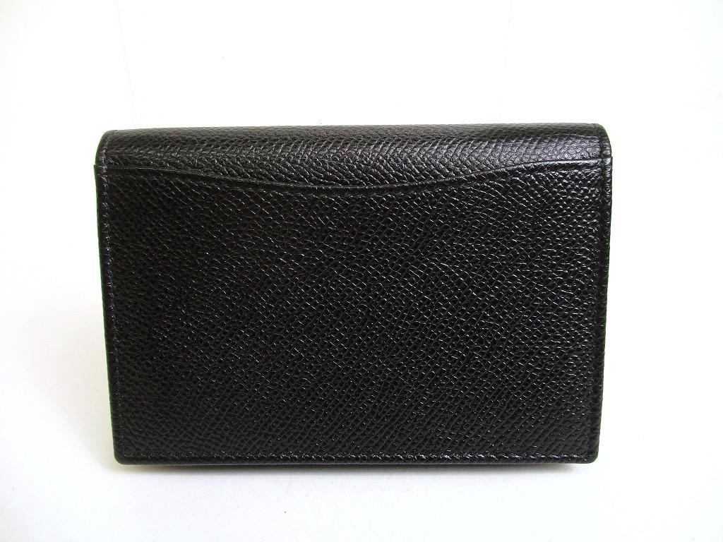 Authentic BVLGARI Black Grain Calf Leather Business Card Case Card Holder #a971  Pre-owned
