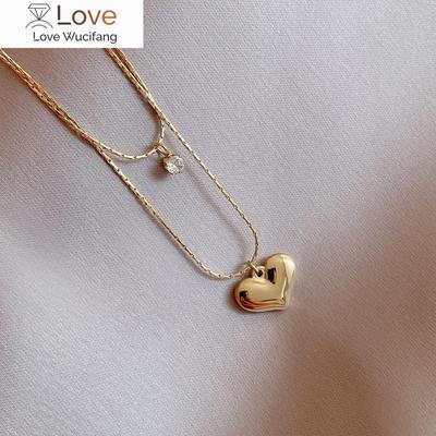 Stainless Steel Gold Color 2 Layer Heart Pendant Necklace For Women Choker Party Fashion Jewelry Pulseira
