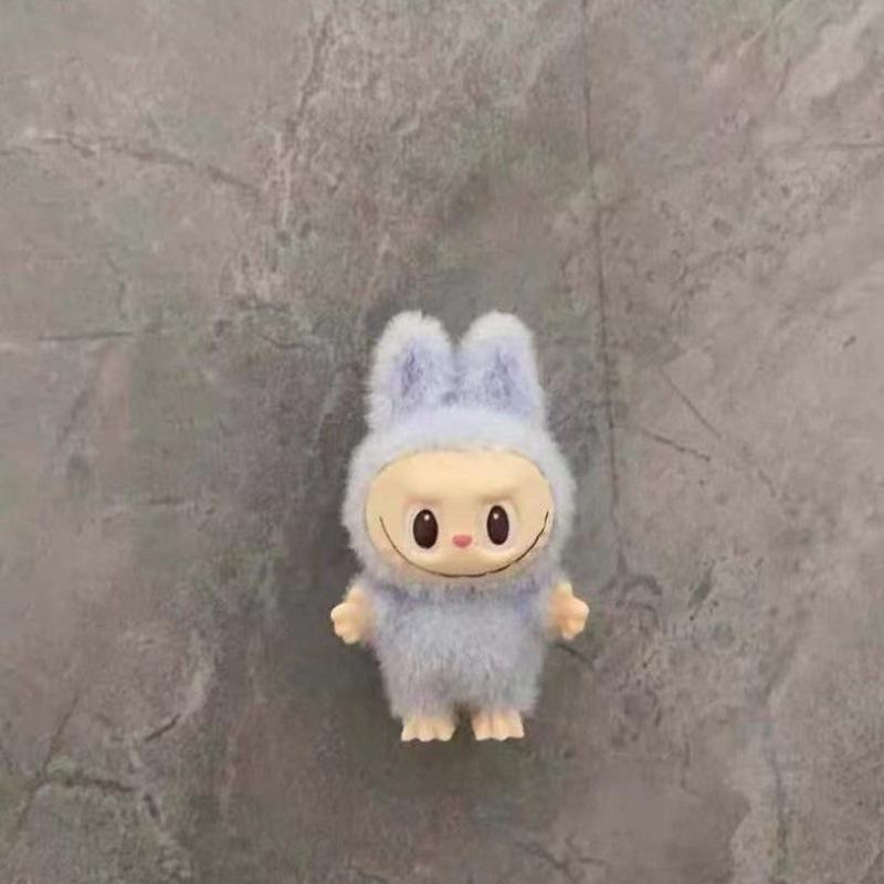 10pcs Mini Cute Labubu Doll Flocking Vinyl Kawaii Doll Pendant Accessories Ornament Desktop Decoration Collect Toy Children Gift