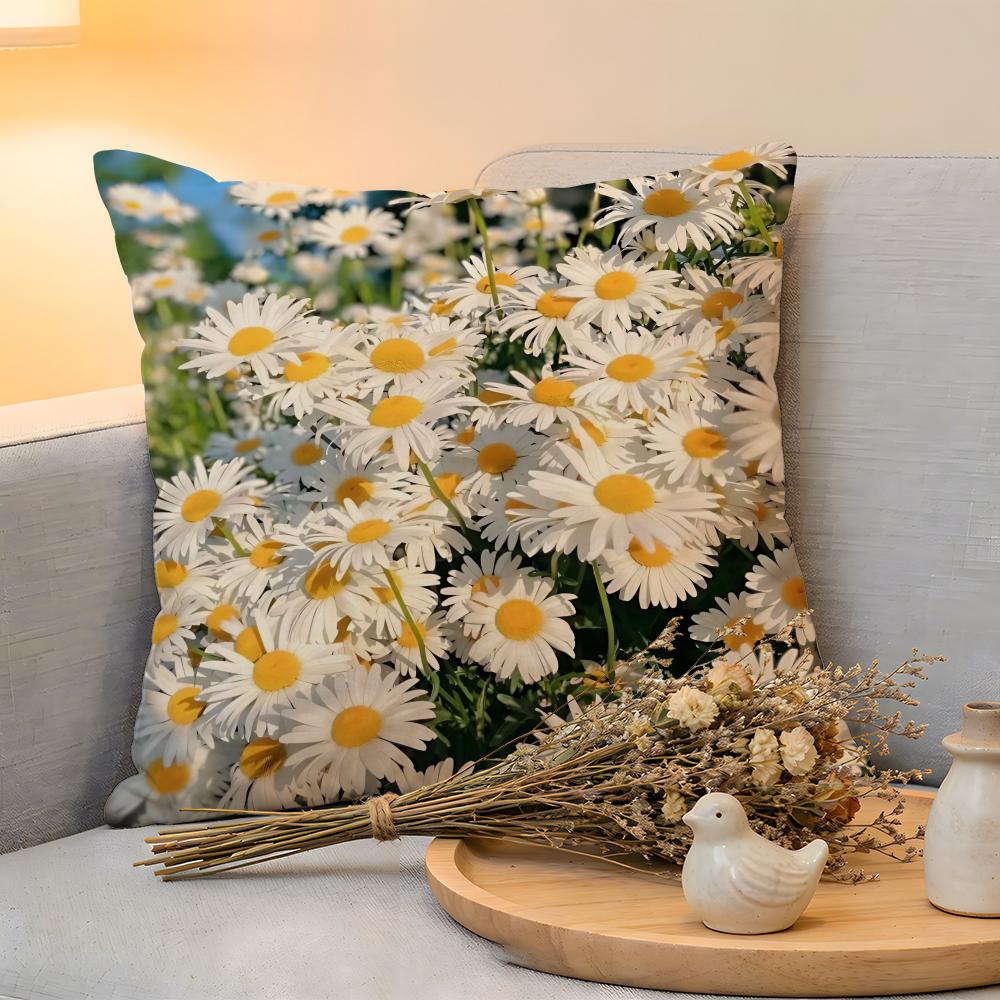 Cushion Cover  Linen  SkinFriendly Soft Decorative Case For Sofa Home Decor Fashion Daisy Pillow Cover