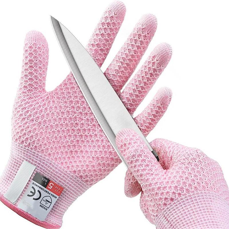 

Level 5 anti-cut touch screen anti-cut gloves pineapple pattern glass kitchen food grade slaughter fish anti-cut gloves pink