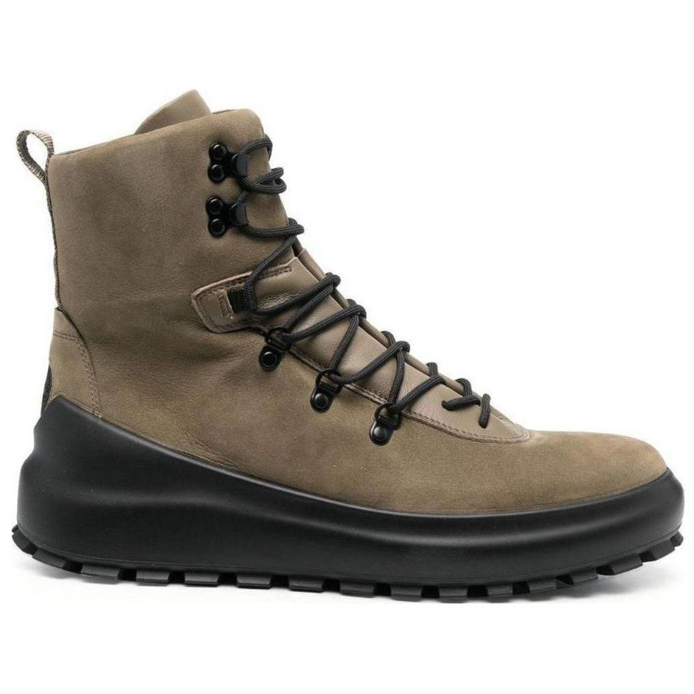 Stone Island Suede Leather Round Toe Lace-Up Chunky Ankle Boots Men boots Brown 77FWS0404V0054