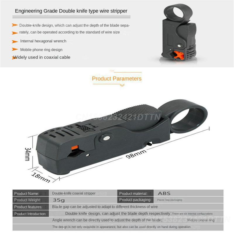 Wire Stripper Automatic Abs Stripping Pliers Knife Wire Cable Tools Crimper Pliers Coaxial Decrustation Pliers Double-blade
