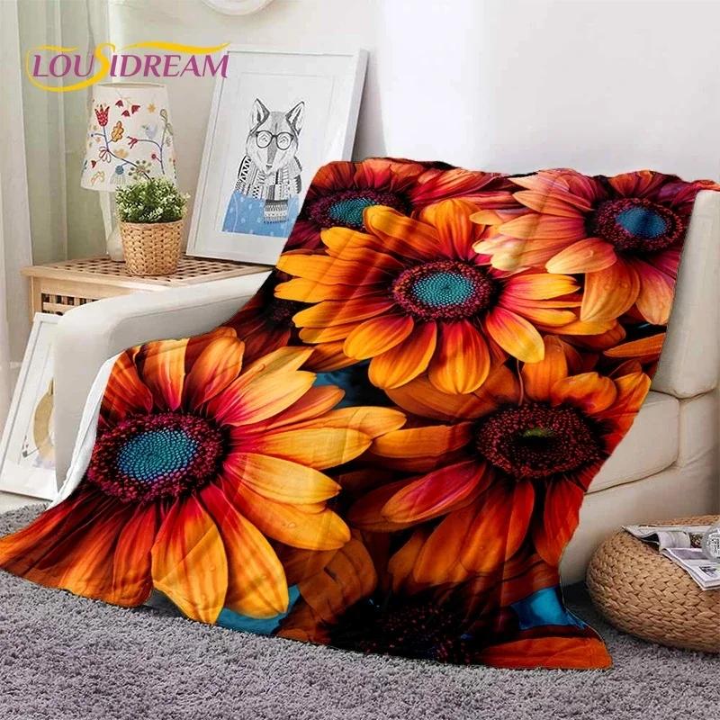 Dream Sun Flowers Nordic Daisy Yumuşak Battaniyeler, Sıcak Tut Atma Battaniyesi Piknik Yatakları Kanepe Ev Yatak Odası Hediyesi için Rahat Battaniye
