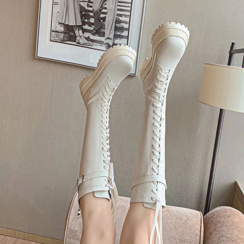Long boots women's British style thick-legged knight boots fat mm big tube circumference high boots slim fashion ins trendy women's boots
