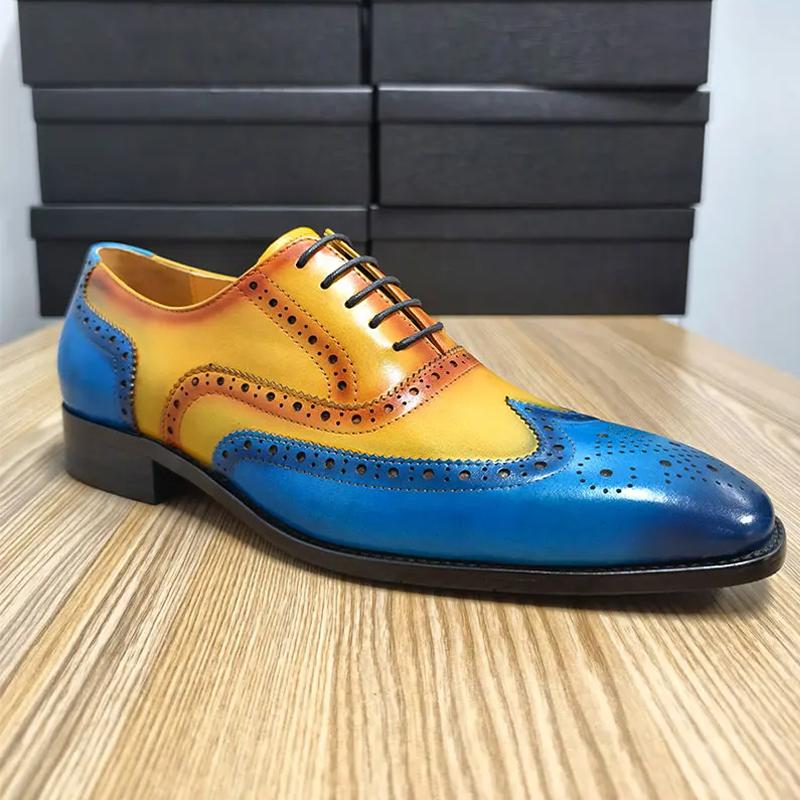 Fashion Deluxe Brogue Shoes for Men Elegant Genuine Leather Social Dress Business Wedding Evening Party Lace Up Fashion Leather Shoes