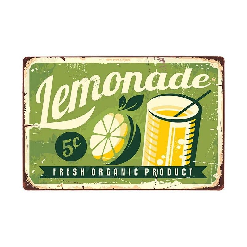 Lemonade Drink Candies Vintage Tin Signs Cafe Bar Pub Retro Wall Decor Metal Poster 20x30cm