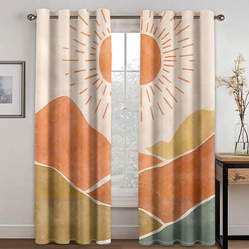 Abstrakte Kunst Anthestic Boho Morandi Fenster Vorhänge Jalousien für Wohnzimmer Schlafzimmer Badezimmer Küche Büro Tür Home Decor2Pcs